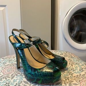 INC International Concepts Emerald Snakeskin Heels